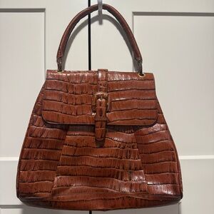 Donna Dixon Elegant Brown Crocodile-Embossed Women's Bag